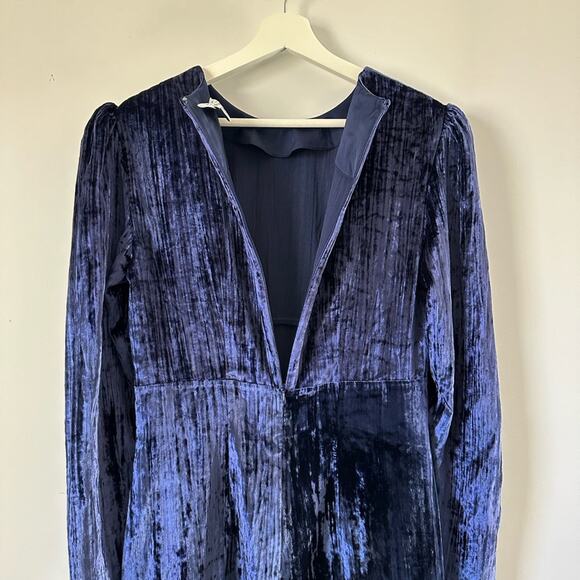 & Other Stores Crushed Velvet Navy Blue Mini Dress size 10 - Picture 11 of 13